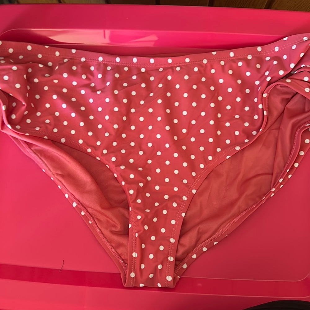 TIME AND TRU PINK/WHITE POLKA DOT SWIM BOTTOM: NWT: SZ 2X